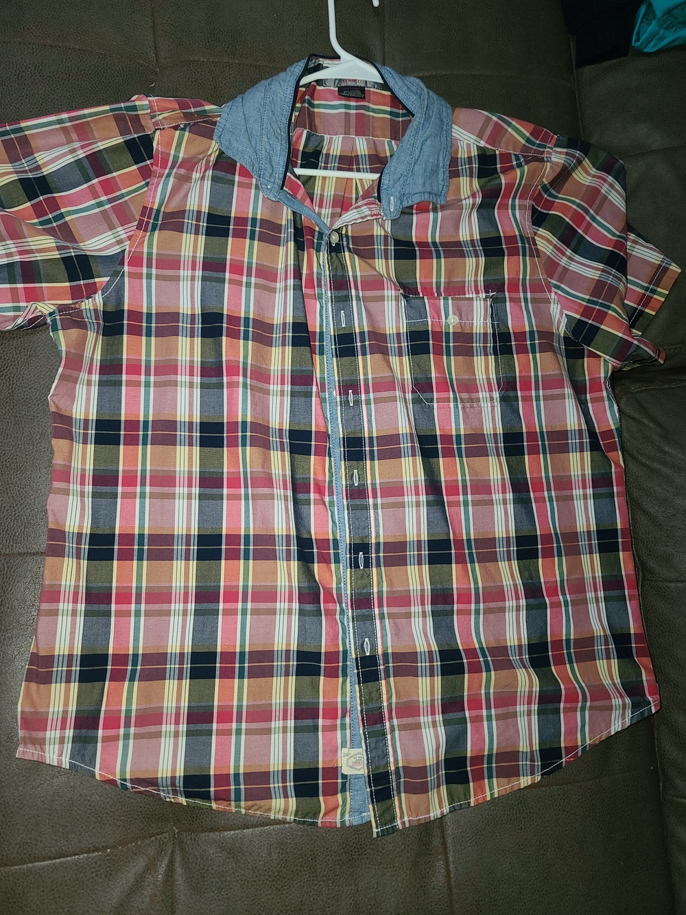 U.S. Polo Assn. Men Short-Sleeve Plaid Button-Up Shirt - Red, Navy, Yellow